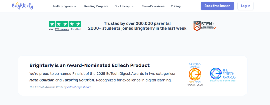 What is the Brighterly reading and math tutoring platform