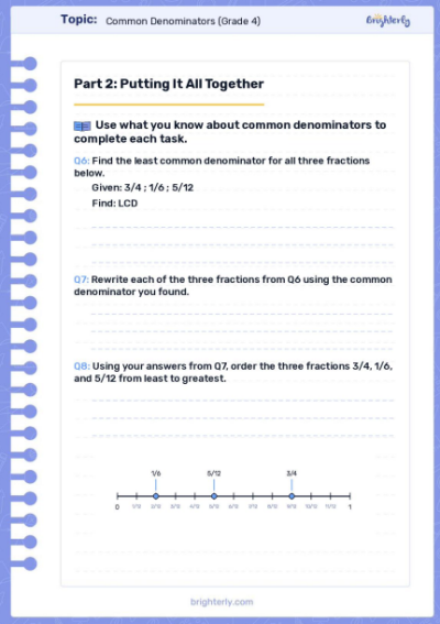 Free Common Denominator Worksheets
