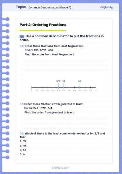 Free Common Denominator Worksheets