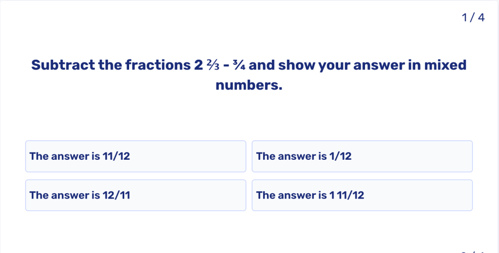 Mixed numbers worksheet: Practice