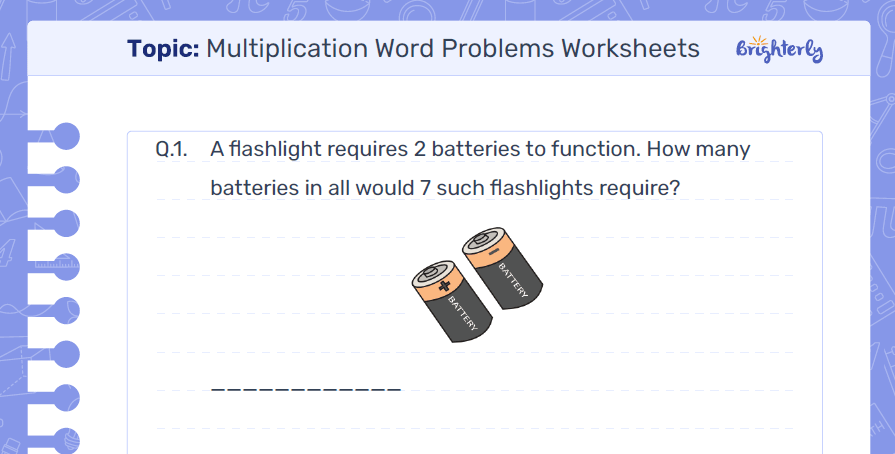 Multiplication Word Problems Worksheets EXAMPLE