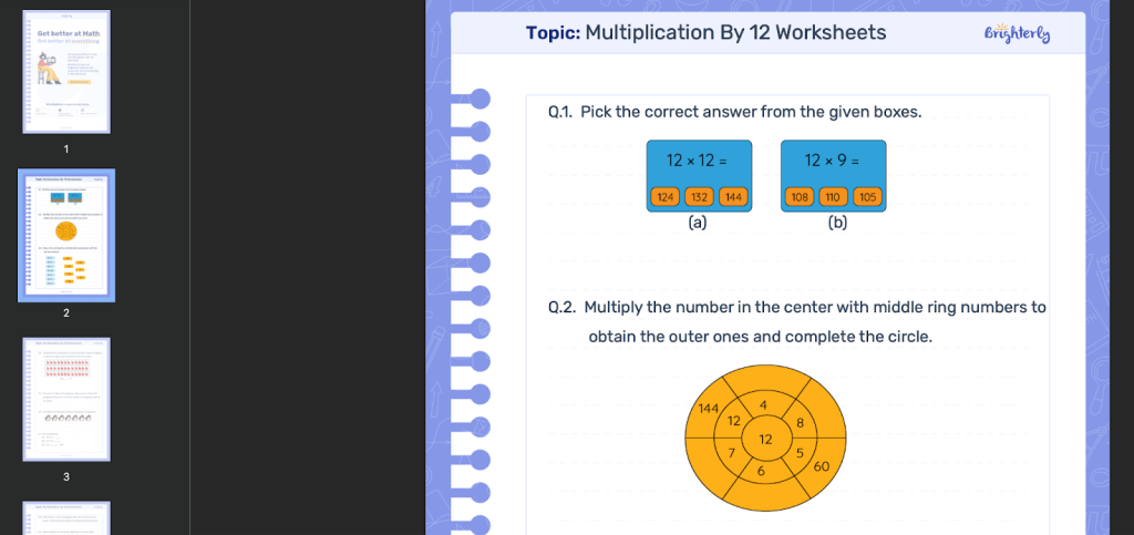 Multiply by 12 worksheet: Examples