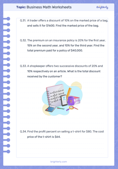 Printable Business Math Worksheets