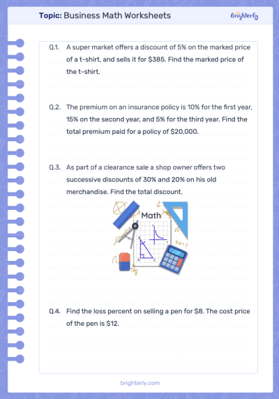 Printable Business Math Worksheets