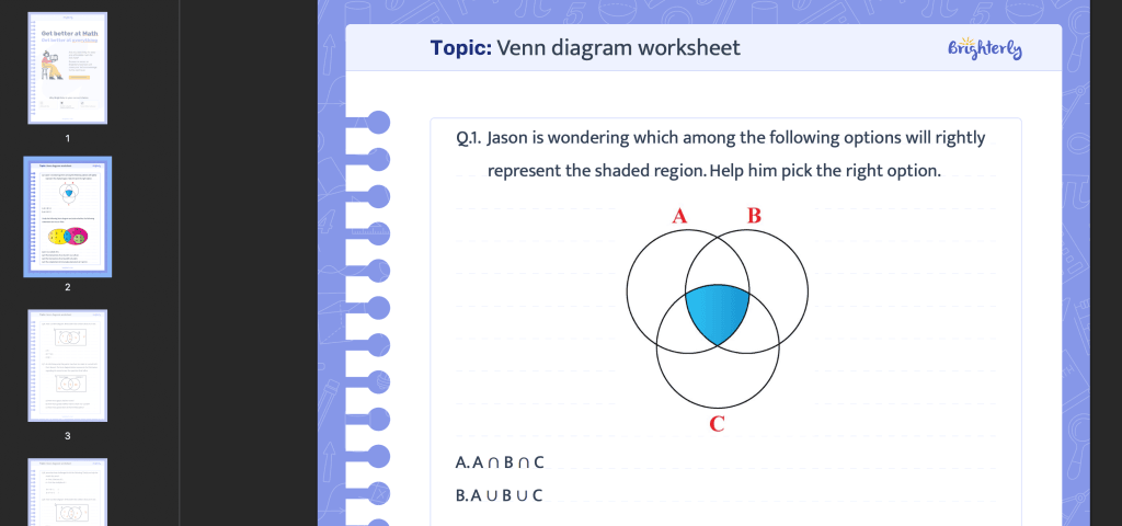 Venn diagram worksheet PDF: Examples