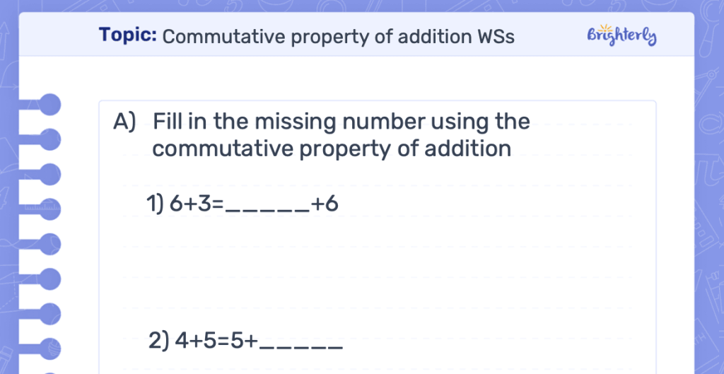 Commutative Property Of Addition Worksheets example