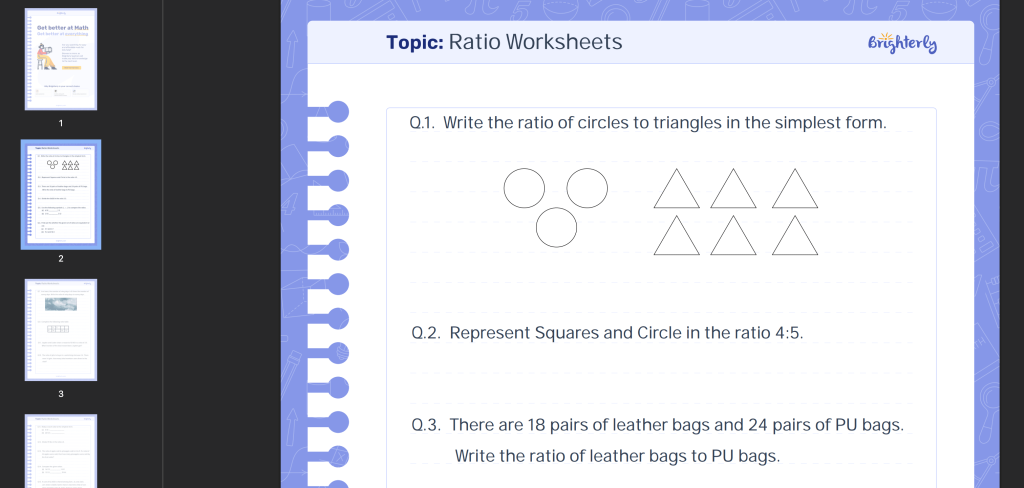 Ratio word problems worksheets with answers: Examples