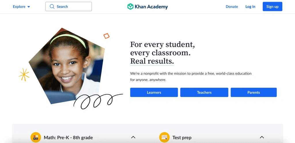 Math learning website #2: Khan Academy