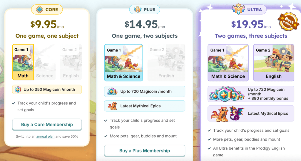 How much does Prodigy Math cost?