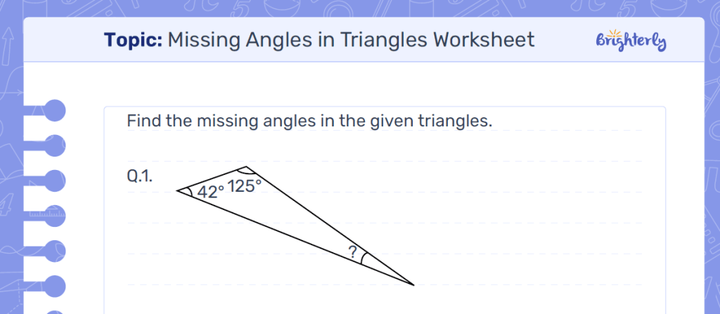 Missing Angles In Triangles Worksheets example