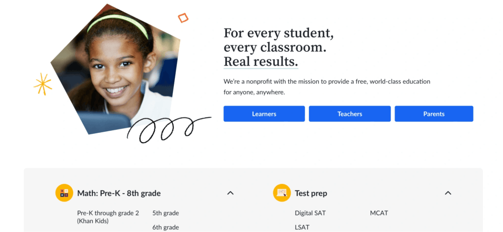 Varsity Tutors alternative #3: Khan Academy