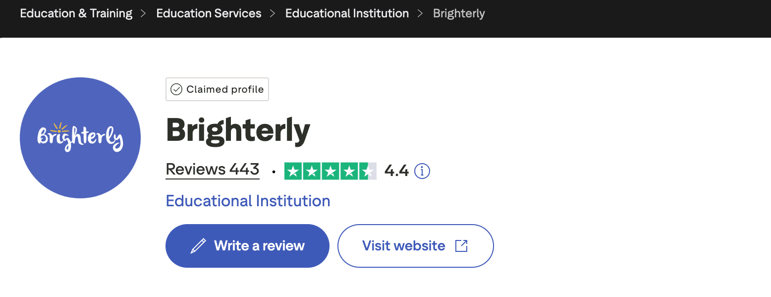 Brighterly on Trustpilot