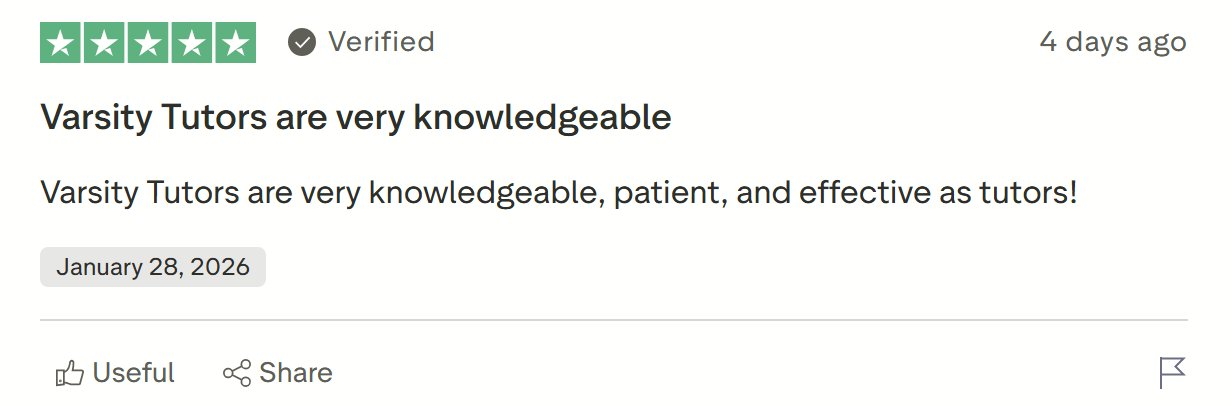 Varsity Tutors reviews from parents