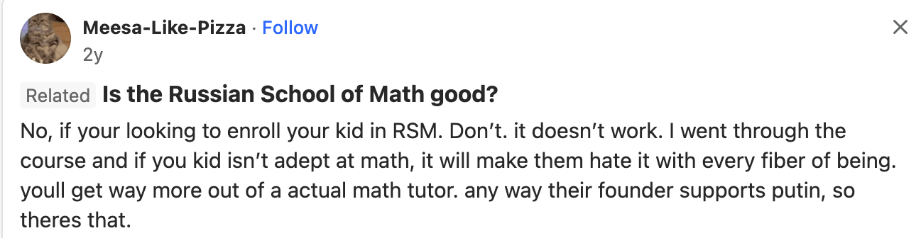 Russian School of Math reviews