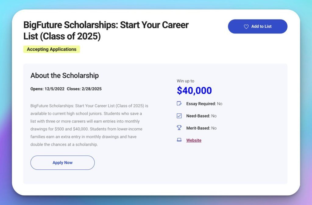 BigFuture Scholarships