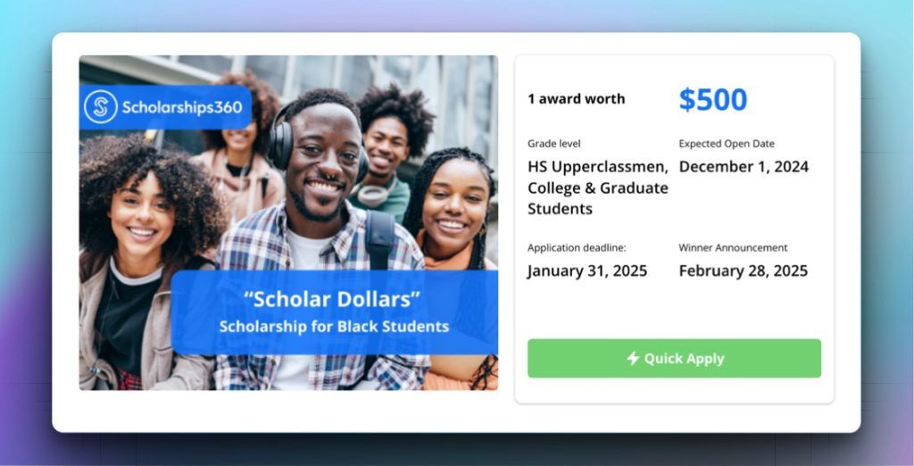 Scholar Dollars Essay for Black Students