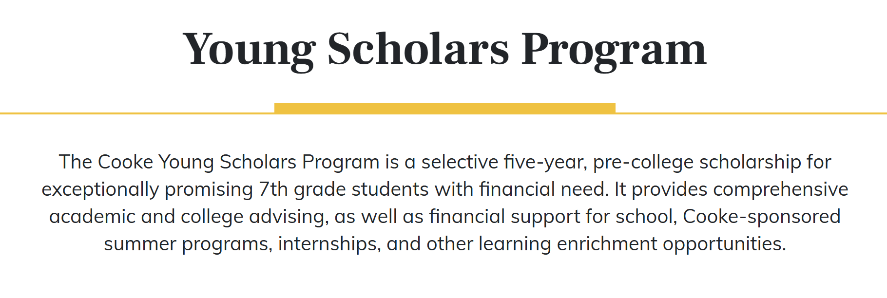 Jack Kent Cooke Young Scholars Program
