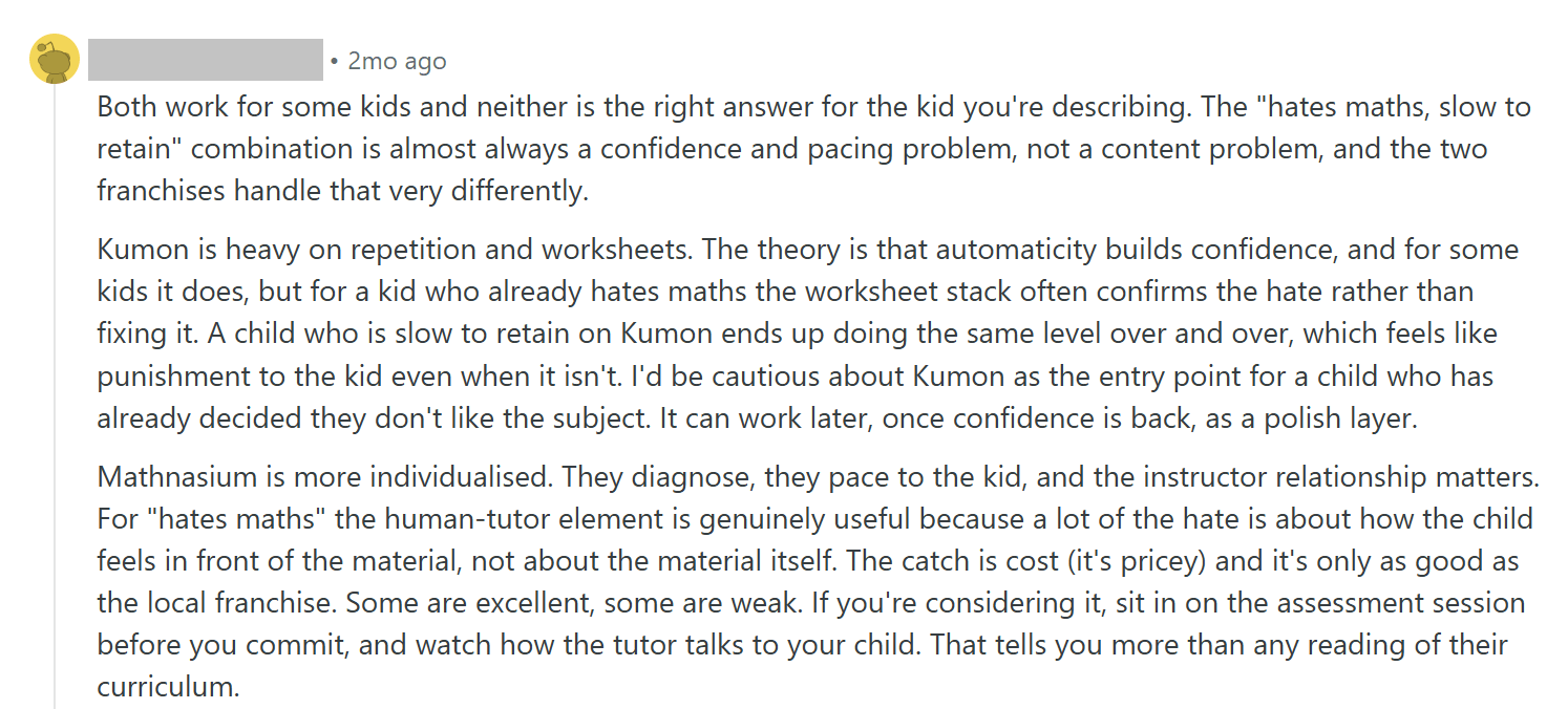What Users Would Change About Kumon