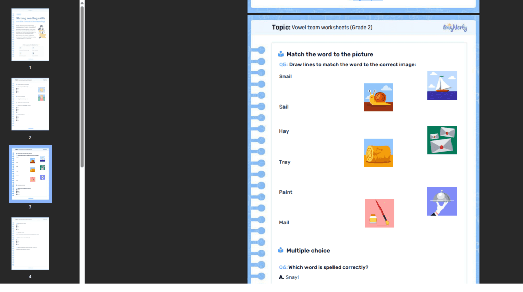 Brighterly math tutoring platform features