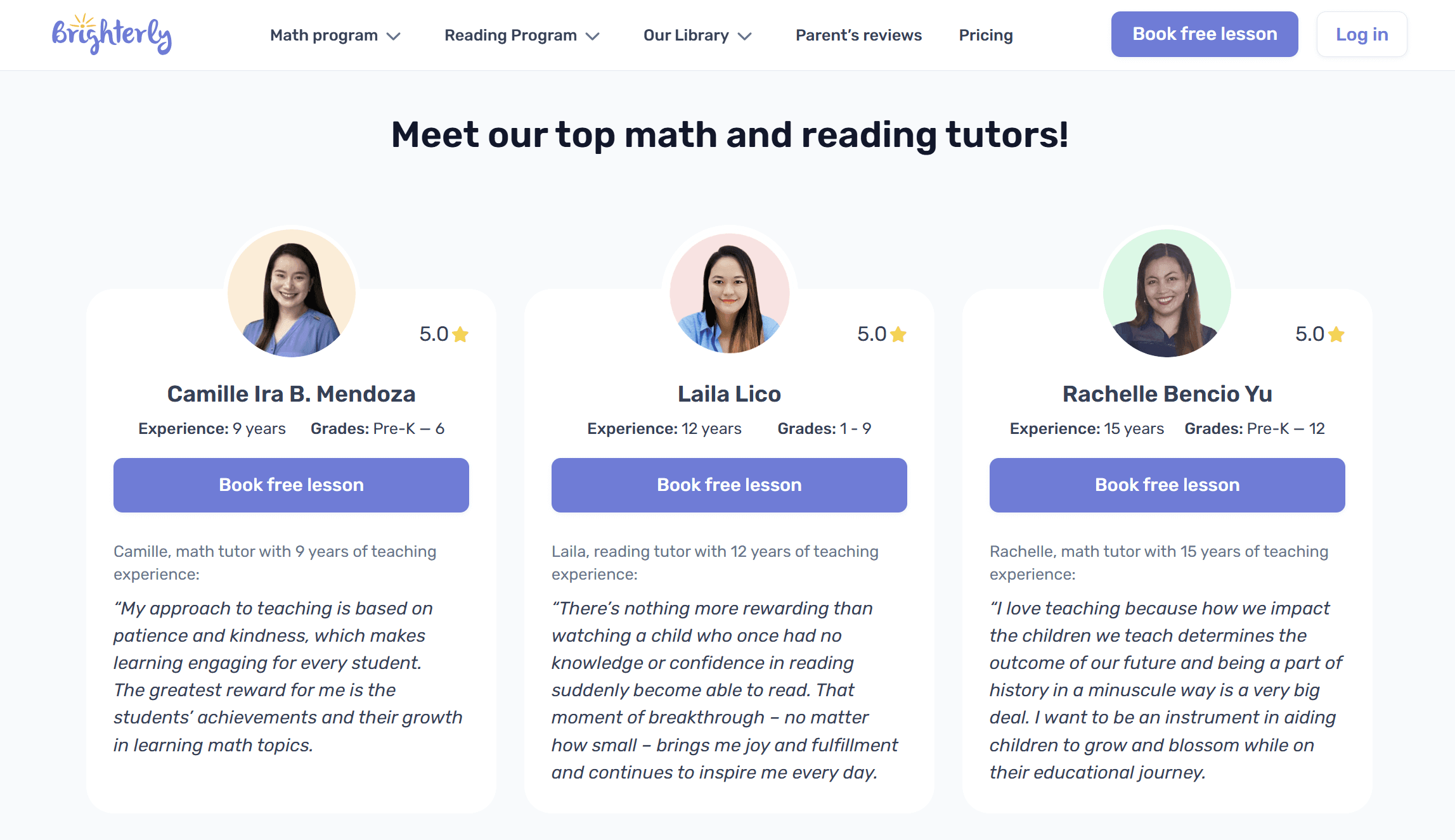 Expert-driven math, reading & writing tutors