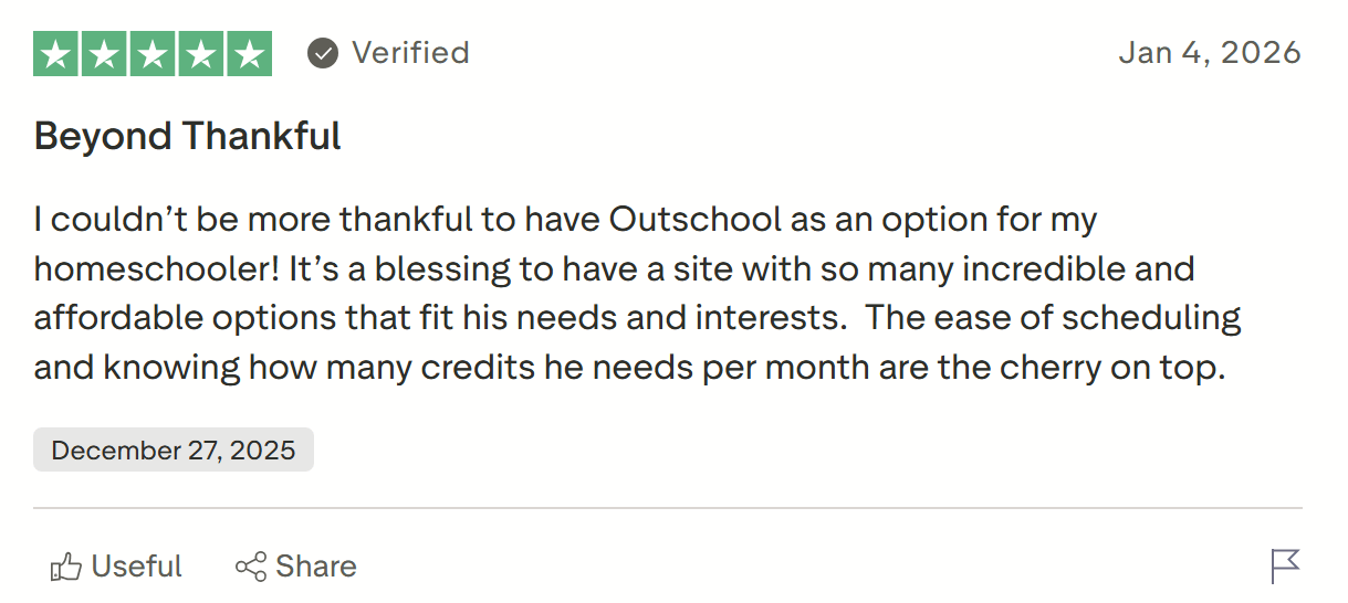 Positive feedback on the Outschool value for money