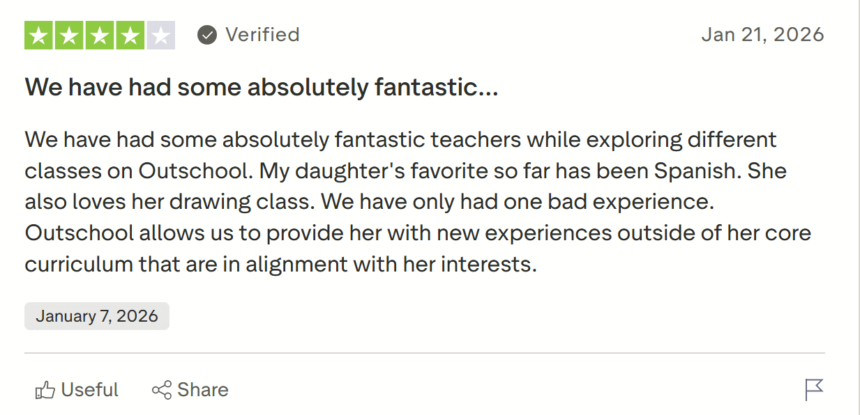 Positive feedback on the Outschool value for money