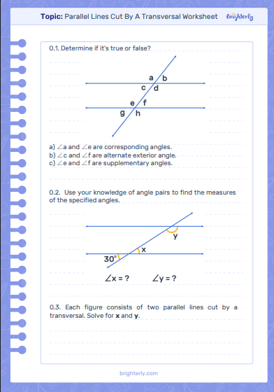 Parallel Lines Cut By A Transversal Worksheet 2