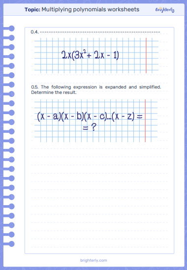 Printable Multiplying Polynomials