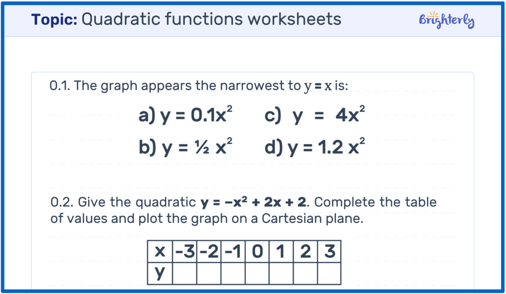 quadratic-functions-worksheet-1