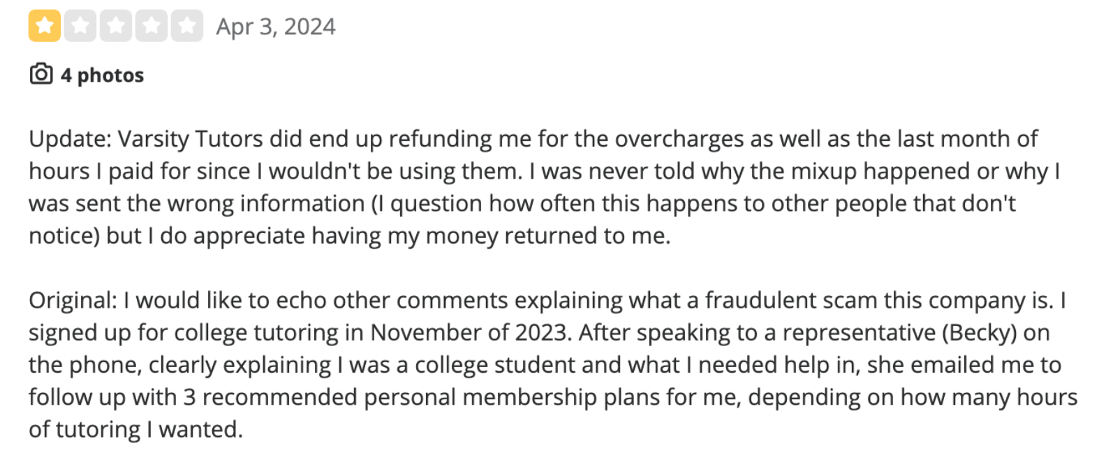 Varsity Tutors Reviews: Customer Support