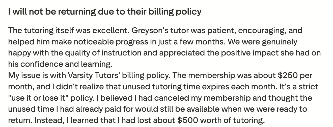 What Users Say About Varsity Tutors Pricing