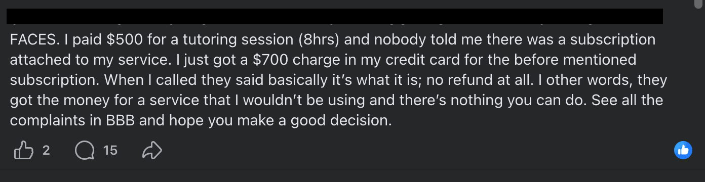 A 2026 Truspilot review underlines that users may be satisfied with tutoring but not the billing policy, paying $250 per month, and the inability to use unused tutoring time.