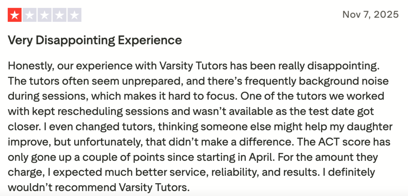 Inconsistent Tutor Quality/Progress