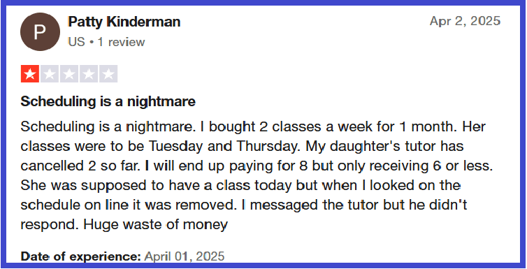 Varsity Tutors: Common complaints