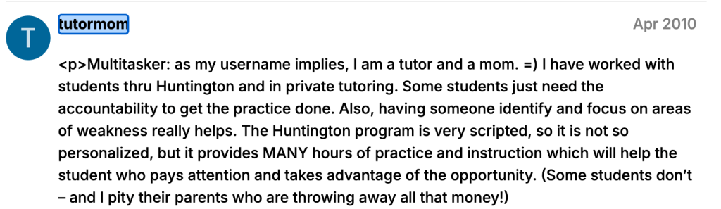 Huntington Learning Center complaints