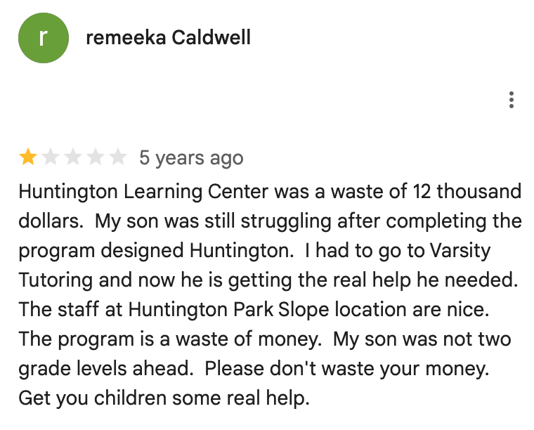 Huntington Learning Center complaints