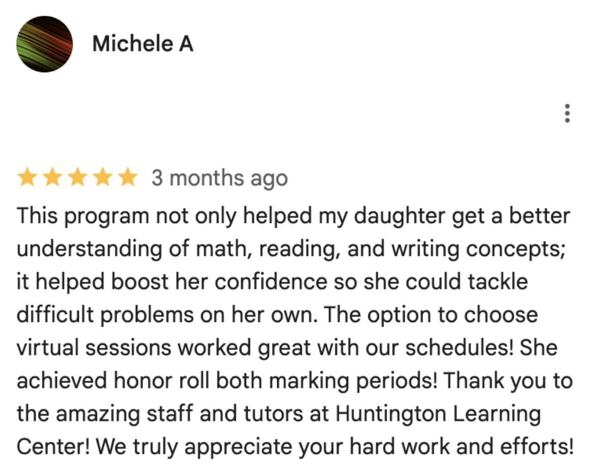 Benefits according to Huntington tutoring reviews (details)
