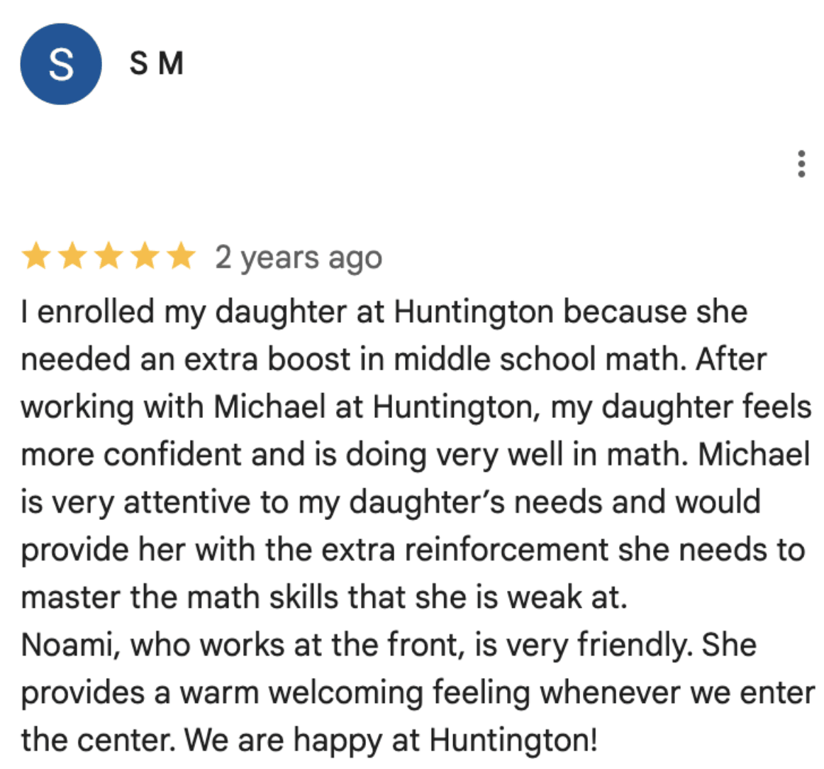Huntington Learning Center reviews: Quality of customer support