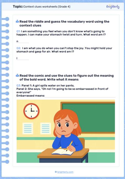 PDF1 Context clues worksheets Grade 4 - 1