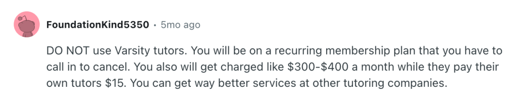 How to cancel Varsity Tutors Reddit reviews