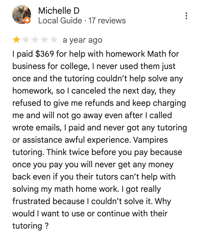 Varsity Tutors refund policy