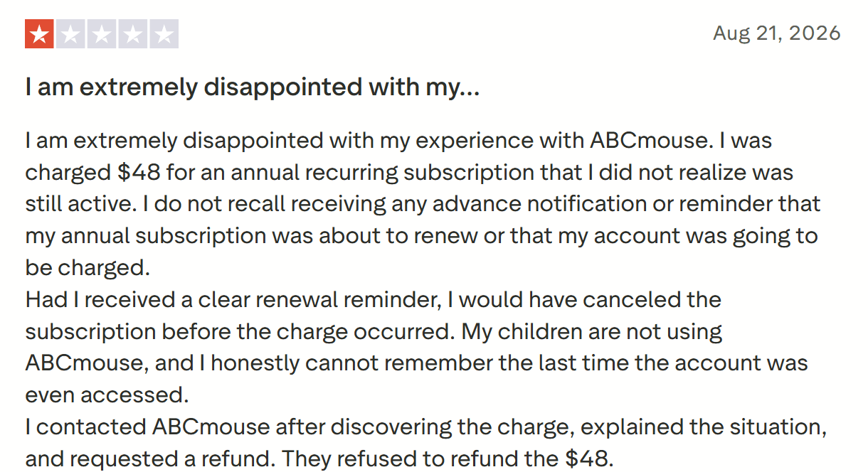 ABCmouse Subscription: Autorenewal and Cancellation Problems