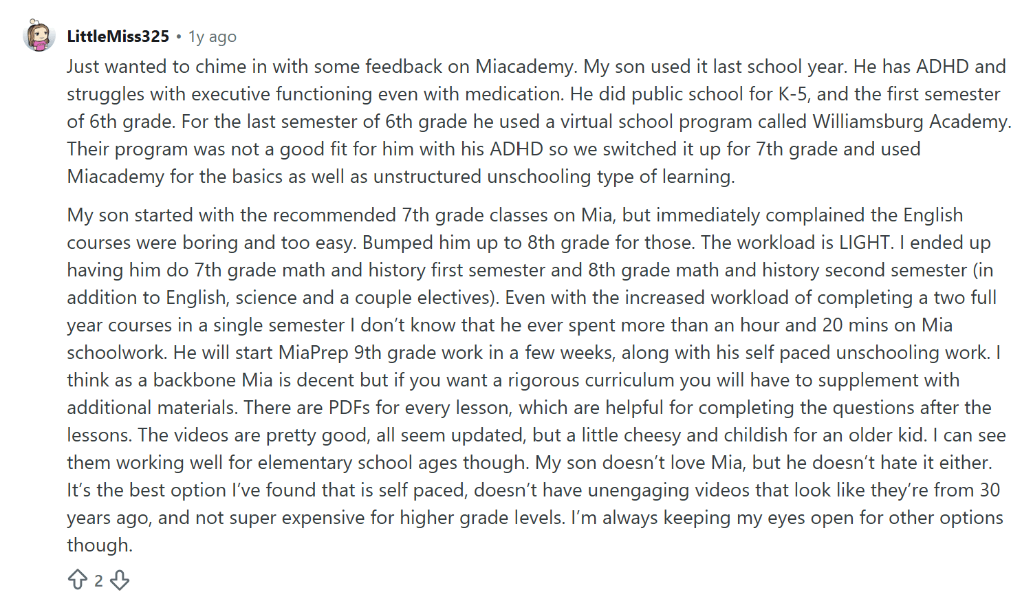 Miacademy Cons Based on Customer Reviews