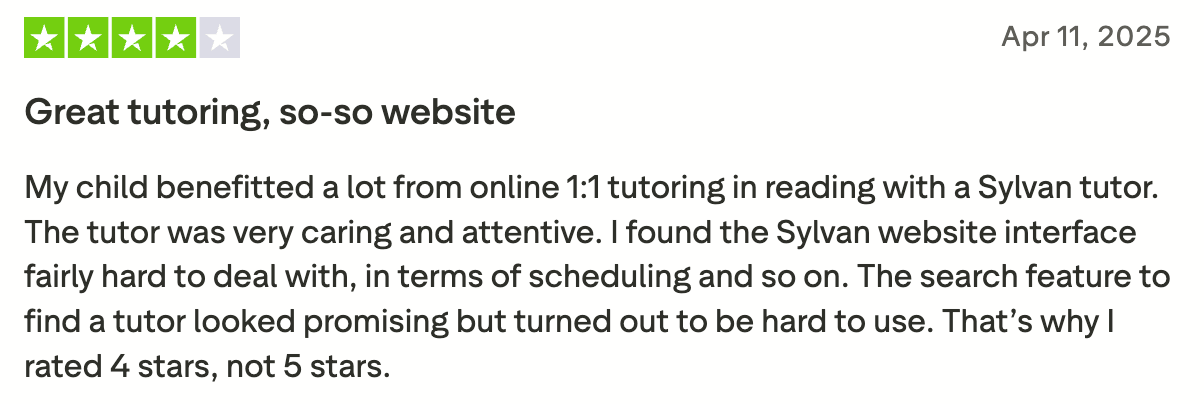 Sylvan Learning Centers Reviews: User Interface & Experience