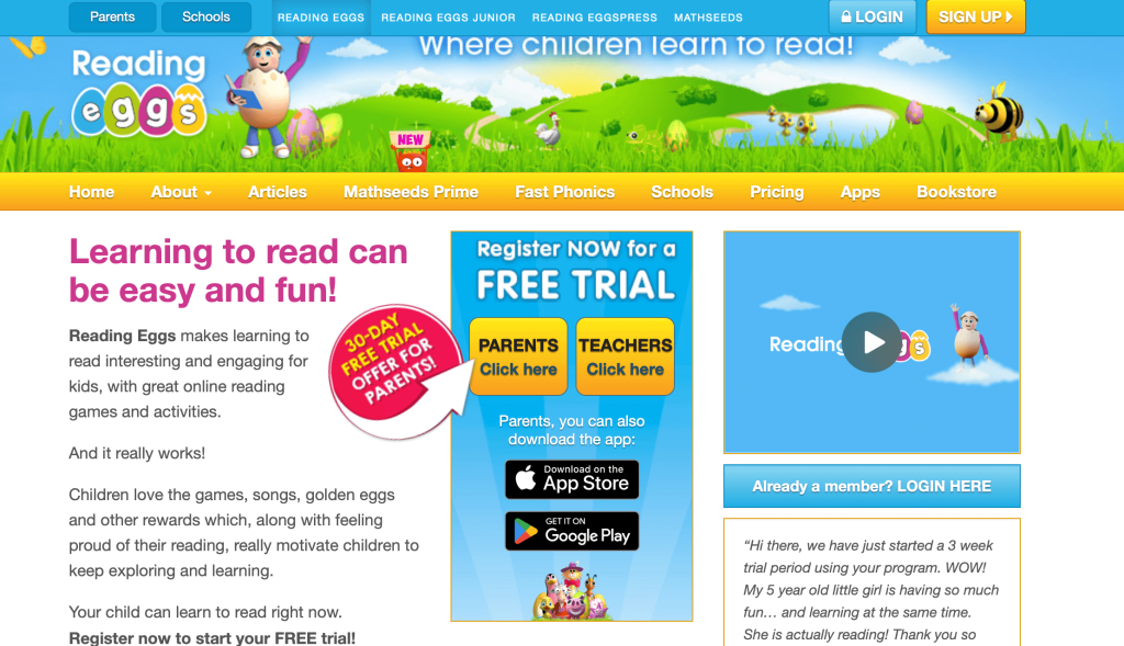 Reading Eggs reading program for struggling readers