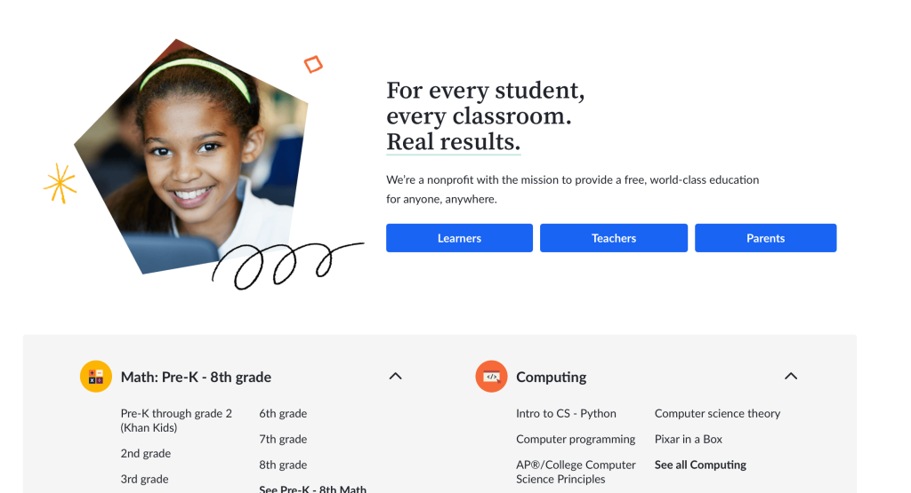 Khan Academy free online reading programs for struggling readers