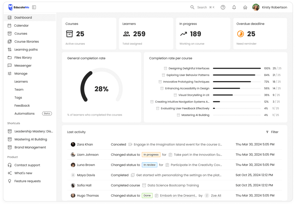 EducateMe top LMS platform 