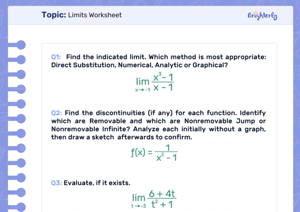 Limits at infinity worksheet: Examples by Brighterly