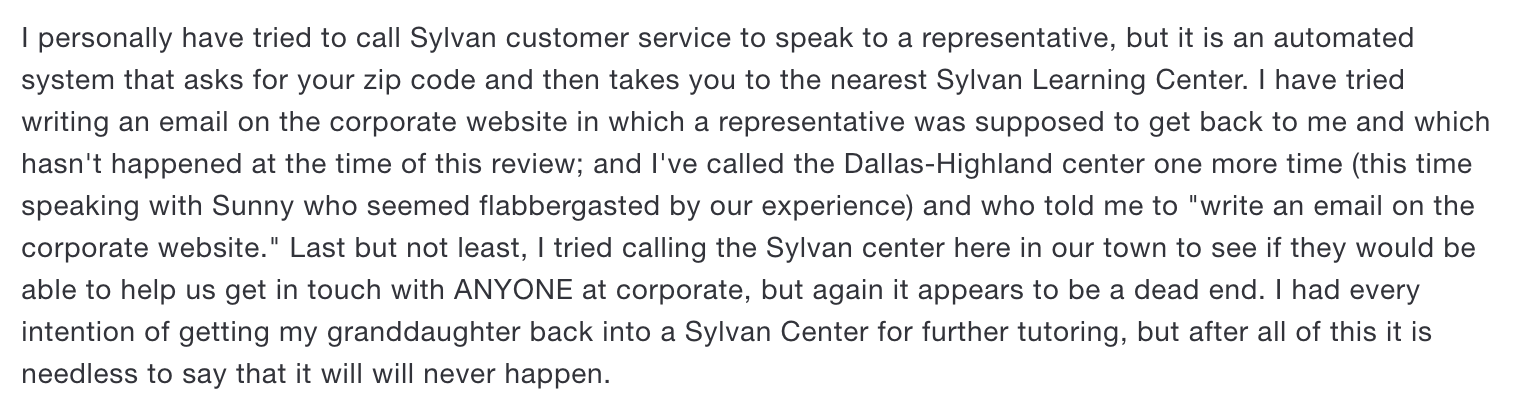 The Sylvan Reviews: Customer Support