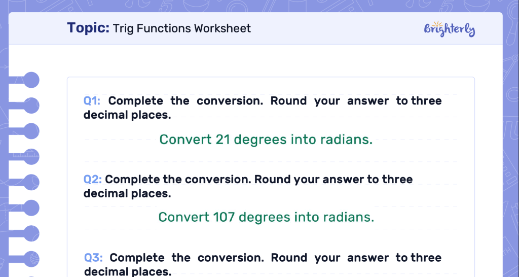 Graphing trig functions worksheet: Examples by Brighterly